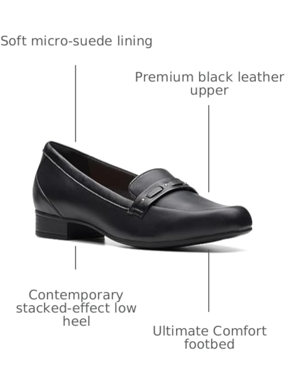 Clarks Woman Black Leather loafers, Clarks Collection Juliet Bay | 11 US - Picture 9 of 14